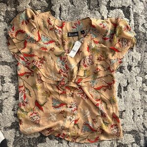 7th avenue New York and company Women's Tan Floral Blouse